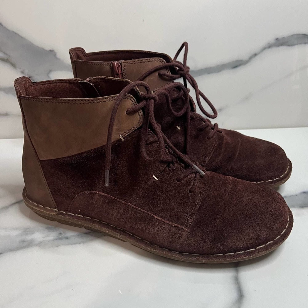 Clarks Collection | Burgundy Brown Suede Lace Up Zip Chukka Boots Sz 9.5